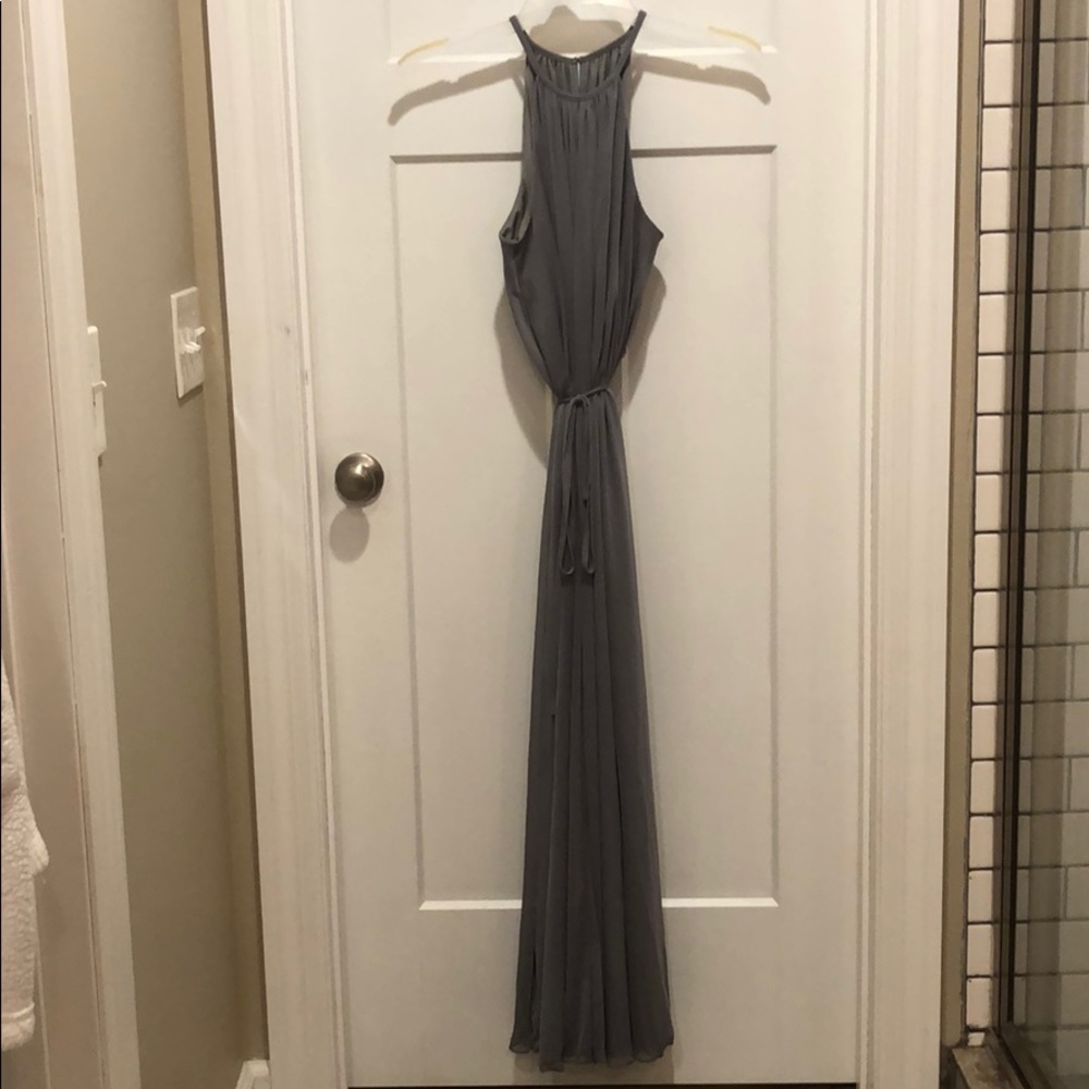 Grey bridesmaid dress from David’s Bridal
